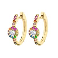 Ins Style Round Copper Inlay Zircon Hoop Earrings 1 Pair sku image 2