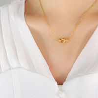Lady Solid Color Stainless Steel Plating 18k Gold Plated Necklace main image 5