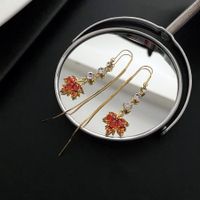 Fashion Maple Leaf Copper Plating Zircon Drop Earrings 1 Pair main image 1