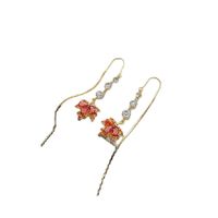 Fashion Maple Leaf Copper Plating Zircon Drop Earrings 1 Pair main image 4
