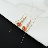 Fashion Maple Leaf Copper Plating Zircon Drop Earrings 1 Pair main image 6