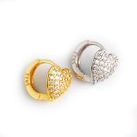 Fashion Heart Shape Sterling Silver Inlay Rhinestones Earrings 1 Pair main image 3