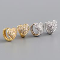 Fashion Heart Shape Sterling Silver Inlay Rhinestones Earrings 1 Pair main image 1
