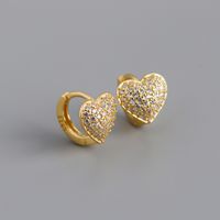 Fashion Heart Shape Sterling Silver Inlay Rhinestones Earrings 1 Pair sku image 1