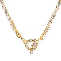 Fashion Cross Heart Shape Crown Copper Plating Artificial Rhinestones Zircon Necklace main image 3