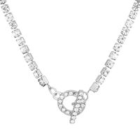 Fashion Cross Heart Shape Crown Copper Plating Artificial Rhinestones Zircon Necklace sku image 22
