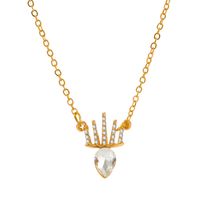 Fashion Cross Heart Shape Crown Copper Plating Artificial Rhinestones Zircon Necklace sku image 15