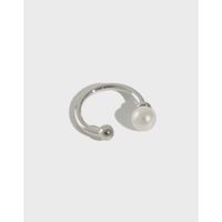 Mode Géométrique Argent Sterling Placage Perles Artificielles Des Boucles D'oreilles 1 Pièce main image 1