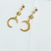 1 Pair Fashion Star Moon Alloy Plating Rhinestones Women's Drop Earrings sku image 1