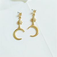 1 Pair Fashion Star Moon Alloy Plating Rhinestones Women's Drop Earrings main image 2