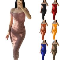 Women's Pencil Skirt Sexy Boat Neck Patchwork Sleeveless Solid Color Maxi Long Dress Date main image 1