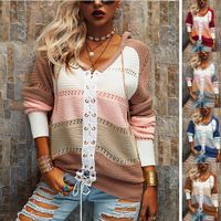 Women's Sweater Long Sleeve Sweaters & Cardigans Patchwork Casual Color Block main image 6