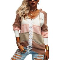 Women's Sweater Long Sleeve Sweaters & Cardigans Patchwork Casual Color Block main image 3