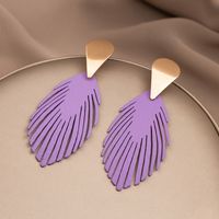 1 Pair Fashion Leaf Plating Iron Drop Earrings sku image 2