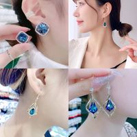 1 Pair Simple Style Geometric Alloy Plating Inlay Crystal Women's Drop Earrings main image 5