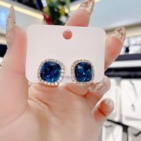 1 Pair Simple Style Geometric Alloy Plating Inlay Crystal Women's Drop Earrings sku image 5