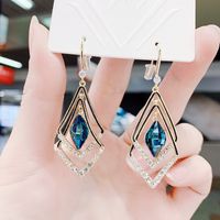 1 Pair Simple Style Geometric Alloy Plating Inlay Crystal Women's Drop Earrings sku image 12