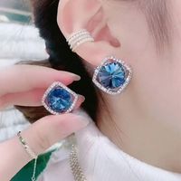 1 Pair Simple Style Geometric Alloy Plating Inlay Crystal Women's Drop Earrings sku image 7