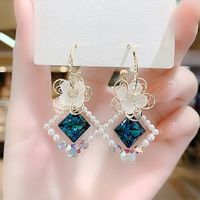 1 Pair Simple Style Geometric Alloy Plating Inlay Crystal Women's Drop Earrings sku image 15