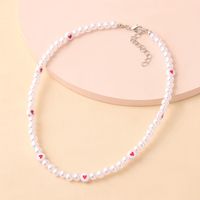 Koreanische Art Herzform Künstliche Perle Perlen Frau Halskette main image 5