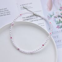 Koreanische Art Herzform Künstliche Perle Perlen Frau Halskette main image 3