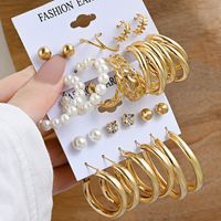 1 Set Simple Style Circle Heart Shape Butterfly Metal Plating Inlay Pearl Women's Earrings main image 6