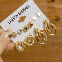 1 Set Simple Style Circle Heart Shape Butterfly Metal Plating Inlay Pearl Women's Earrings sku image 25
