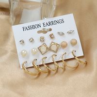 1 Set Simple Style Circle Heart Shape Butterfly Metal Plating Inlay Pearl Women's Earrings sku image 9