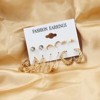1 Set Simple Style Circle Heart Shape Butterfly Metal Plating Inlay Pearl Women's Earrings sku image 15