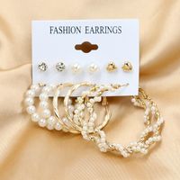 1 Set Simple Style Circle Heart Shape Butterfly Metal Plating Inlay Pearl Women's Earrings sku image 10