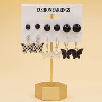 1 Set Simple Style Circle Heart Shape Butterfly Metal Plating Inlay Pearl Women's Earrings sku image 47