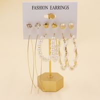 1 Set Simple Style Circle Heart Shape Butterfly Metal Plating Inlay Pearl Women's Earrings sku image 11