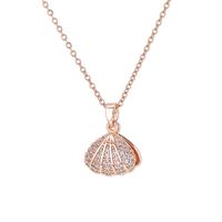 Fashion Simple Style Shell Titanium Steel Diamond Artificial Pearls Zircon Necklace main image 4