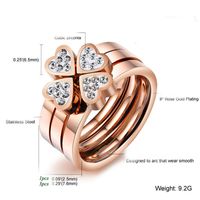 Fashion Simple Style Four Leaf Clover Flower Stainless Steel Rhinestone Metal Artificial Gemstones Rings main image 2