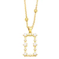Simple Style Star Moon Rectangle Copper Plating Hollow Out Artificial Pearls Zircon Pendant Necklace 1 Piece sku image 3