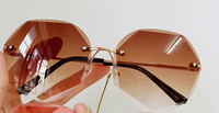 Polygon Trimmed Metal Frameless Copy Sunglasses Women's Marine Film Uv Protection New Sunglasses Wholesale Nihaojewelry sku image 1