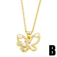 Simple Style Dragonfly Butterfly Copper Plating Hollow Out Artificial Pearls Zircon Pendant Necklace 1 Piece sku image 1
