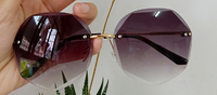 Polygon Geschnittene Metall Rahmenlose Kopie Sonnenbrille Damen Ocean Film Uv-schutz 9812 Neue Sonnenbrille sku image 3