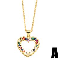 Einfacher Stil Herzform Sperren Kupfer Überzug Künstliche Perlen Zirkon Halskette Mit Anhänger 1 Stück main image 3