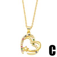 Simple Style Heart Shape Lock Copper Plating Artificial Pearls Zircon Pendant Necklace 1 Piece sku image 3