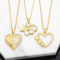 Fashion Love Heart Shape Copper Plating Zircon Pendant Necklace 1 Piece main image 1