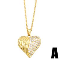 Fashion Love Heart Shape Copper Plating Zircon Pendant Necklace 1 Piece sku image 1