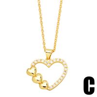 Fashion Love Heart Shape Copper Plating Zircon Pendant Necklace 1 Piece sku image 3