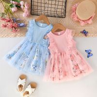 Cute Flower Mesh 100% Cotton Girls Dresses main image 1