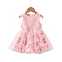 Cute Flower Mesh 100% Cotton Girls Dresses sku image 7