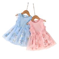 Cute Flower Mesh 100% Cotton Girls Dresses main image 3