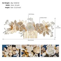 Women's Retro Flower Alloy Inlay Pearl Insert Comb sku image 1