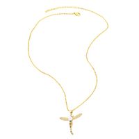 Simple Style Maple Leaf Dragonfly Copper Plating Artificial Pearls Zircon Pendant Necklace 1 Piece main image 5