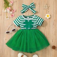 Cute Four Leaf Clover Printing Cotton Girls Dresses main image 1