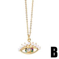 Mode Teufels Auge Kupfer Überzug Künstliche Perlen Zirkon Halskette Mit Anhänger 1 Stück main image 2